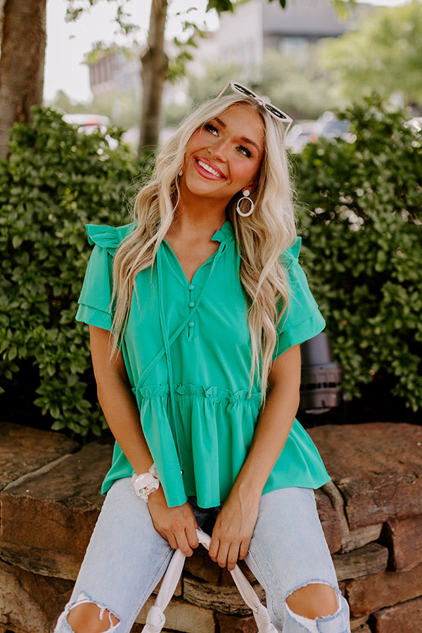 Passing Through Town Top In Kelly Green Image - 1