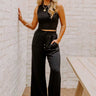 The Araceli High Waist Linen-Blend Pants in Black Image - 1