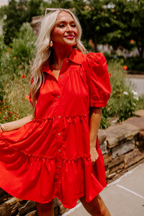 Up The Hill Babydoll Dress in Red Image - 3