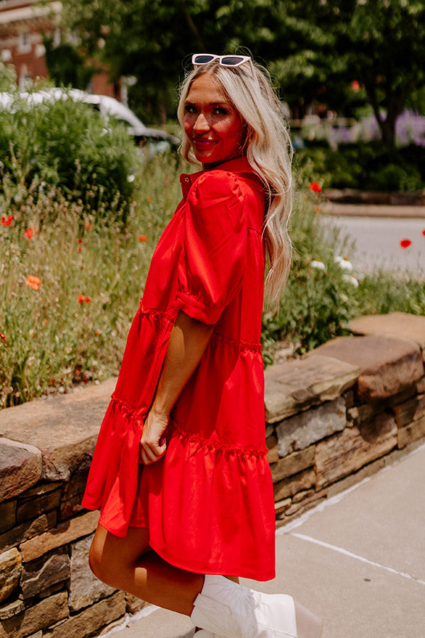 Up The Hill Babydoll Dress in Red Image - 4