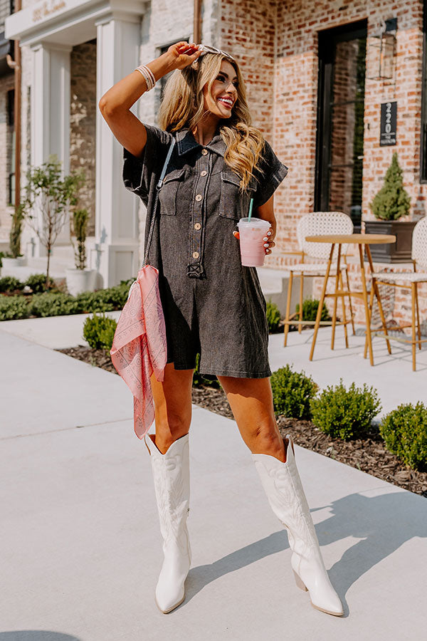 Wonderful Weekend Waffle Knit Romper in Vintage Black Image - 1