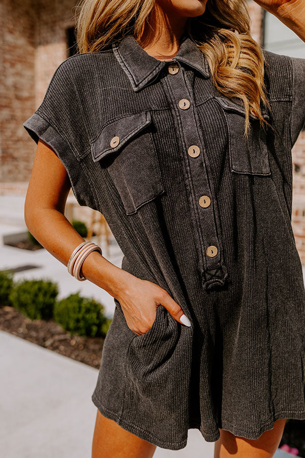 Wonderful Weekend Waffle Knit Romper in Vintage Black Image - 1