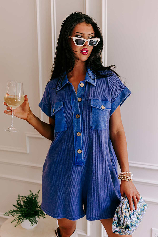 Wonderful Weekend Waffle Knit Romper in Royal Blue • Impressions Online ...