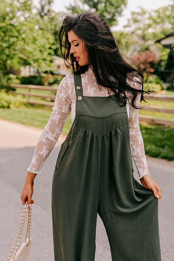 Happy Sanctuary Wide Leg Jumpsuit in Army Green