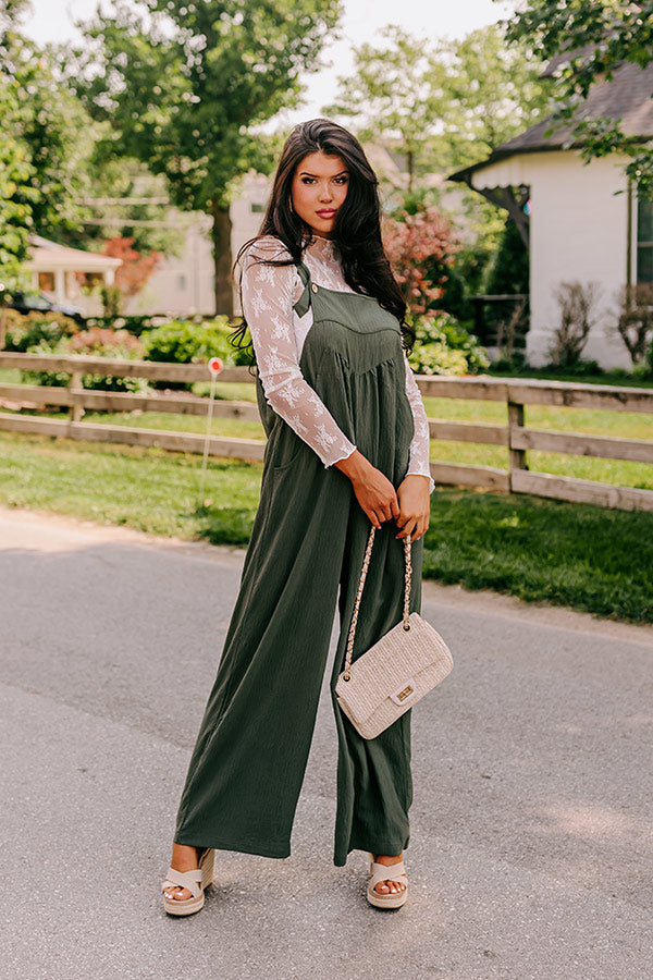 Happy Sanctuary Wide Leg Jumpsuit in Army Green