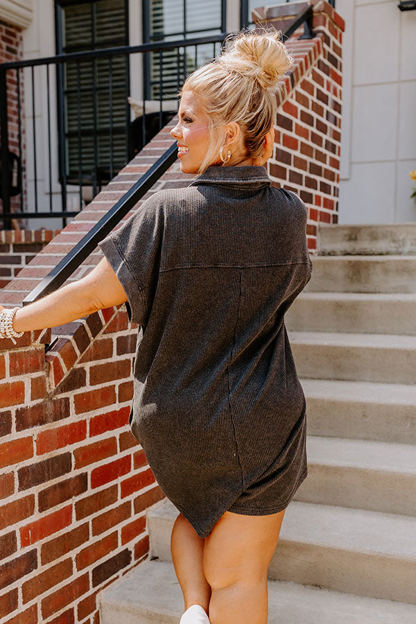 Wonderful Weekend Waffle Knit Romper in Vintage Black Curves Image - 5