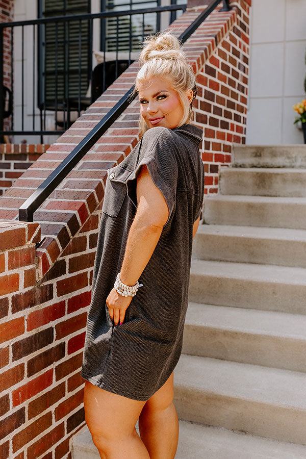 Wonderful Weekend Waffle Knit Romper in Vintage Black Curves Image - 4