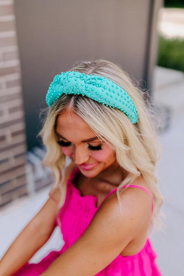 Humming Sweetly Embellished Headband In Turquoise