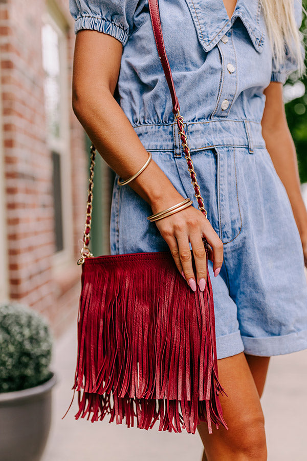Right On Cue Fringe Crossbody In Aurora Red