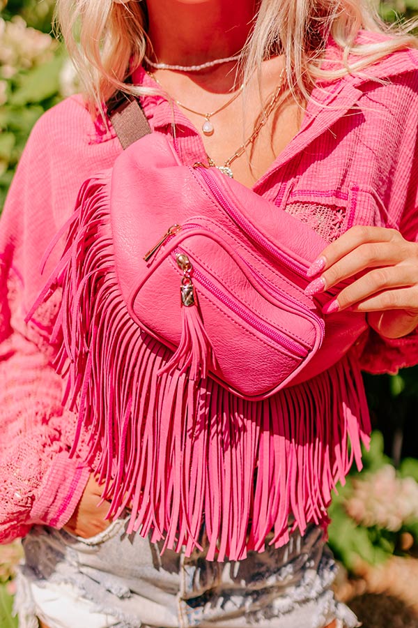 Trip Of My Life Fringe Fanny Pack In Pink