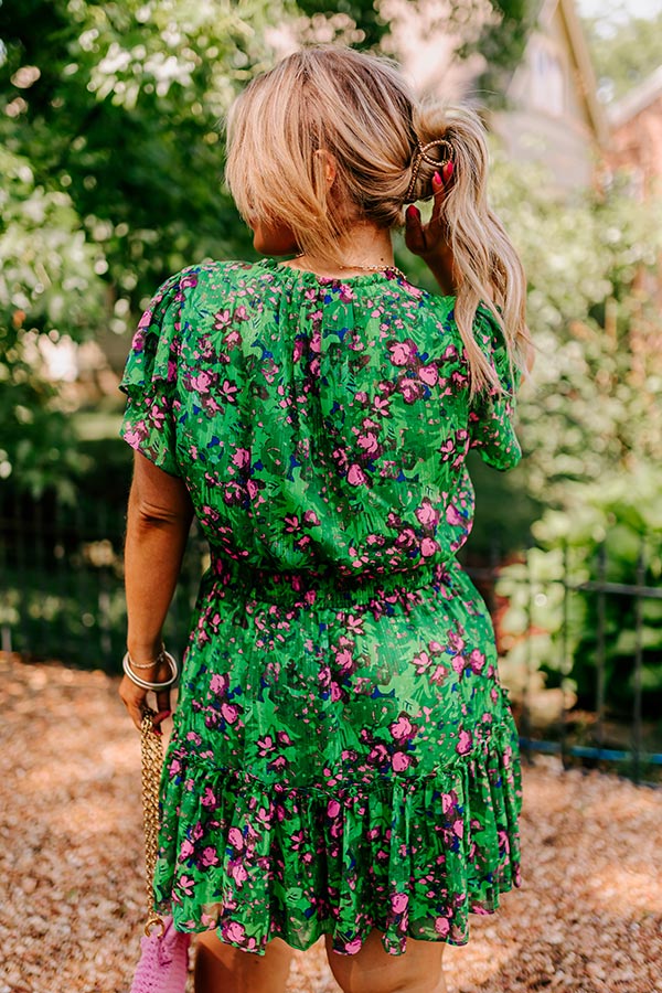 Pure Heart Floral Mini Dress in Green Curves Image - 5