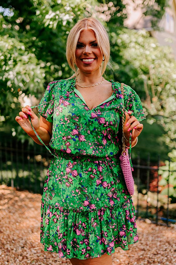 Pure Heart Floral Mini Dress in Green Curves Image - 4