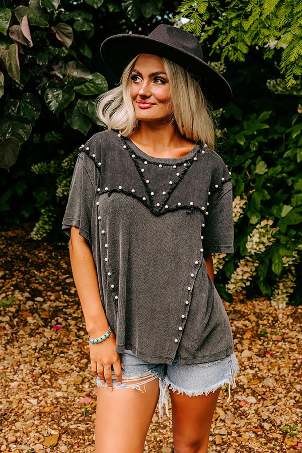 Poised Romance Embellished Top In Vintage Black Image - 1