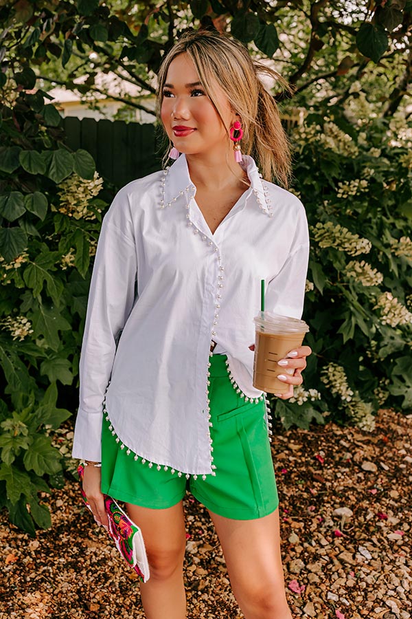 Luxe Debut Embellished Button Up in White • Impressions Online Boutique