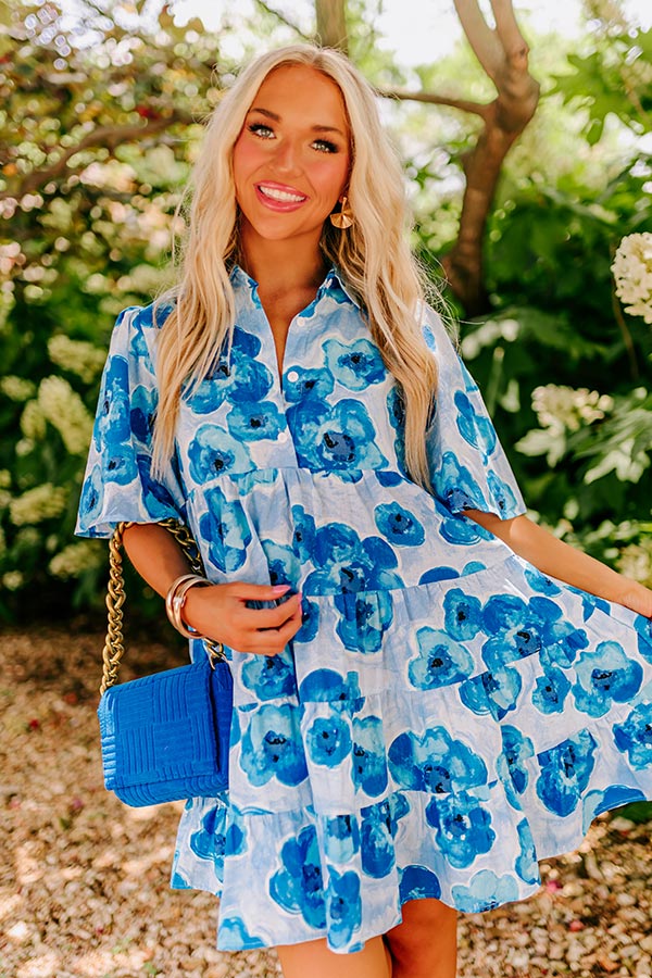 Romantic Story Shift Dress In Blue • Impressions Online Boutique