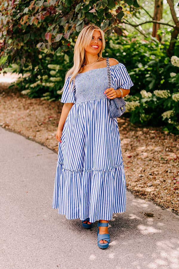 Sweeter In Stripes Smocked Midi Curves Image - 3