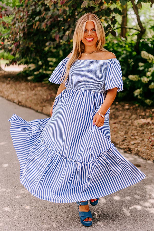 Sweeter In Stripes Smocked Midi Curves Image - 5