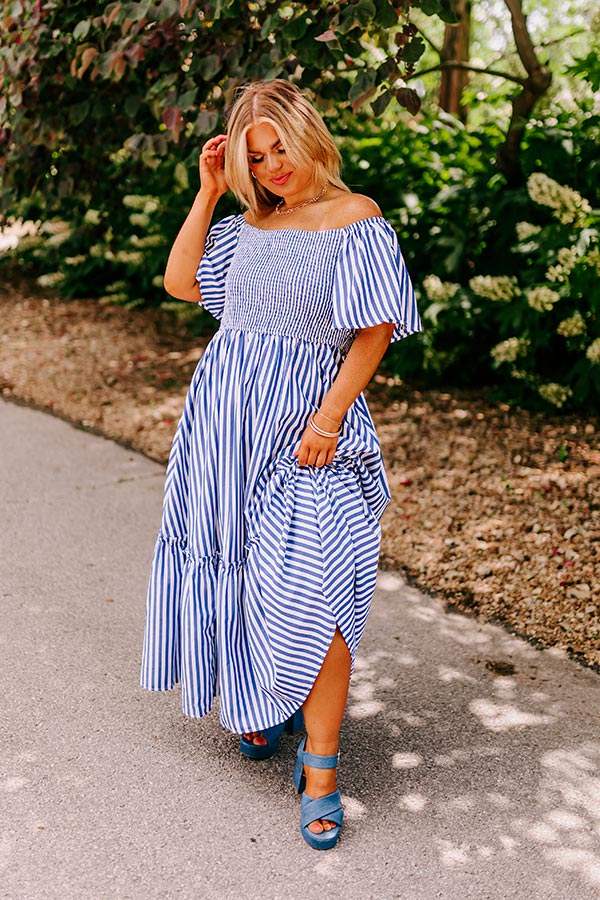Sweeter In Stripes Smocked Midi Curves Image - 1