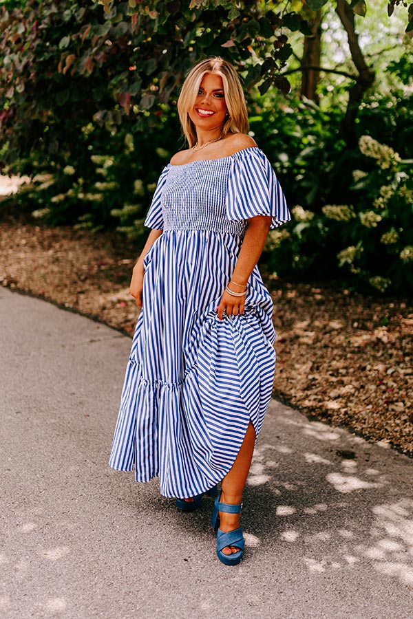 Sweeter In Stripes Smocked Midi Curves Image - 4