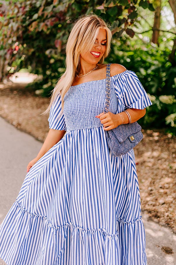 Sweeter In Stripes Smocked Midi Curves Image - 2