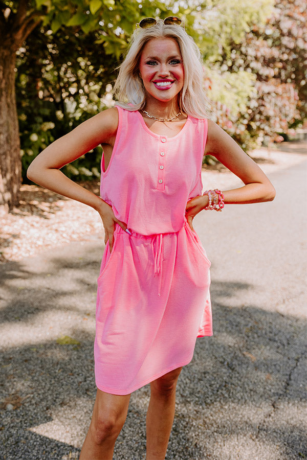 Ivy League Style Dress In Neon Pink
