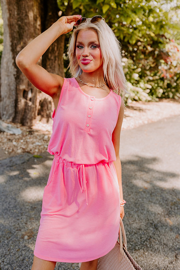 Ivy League Style Dress In Neon Pink Image - 4