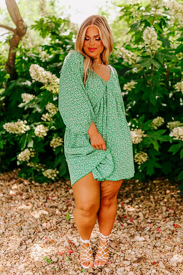 Take A Holiday Floral Mini Dress in Green Curves Image - 2