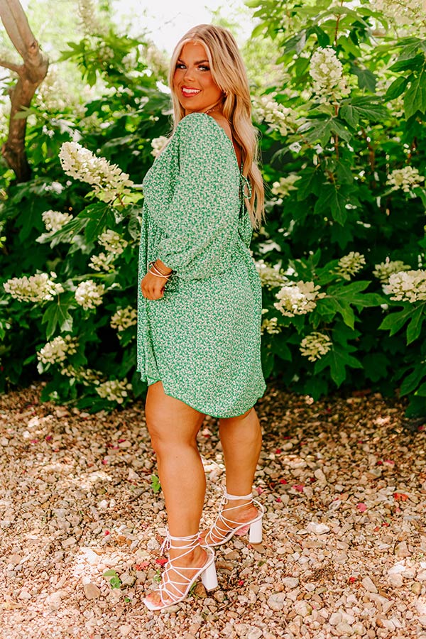 Take A Holiday Floral Mini Dress in Green Curves Image - 4