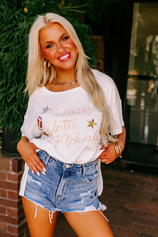 Classy Until Kick Off Tee in White Image - 2