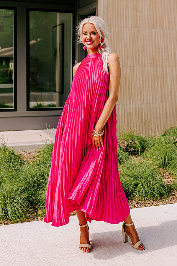 Pleated pink maxi dress Clearance