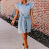 The Aleena Chambray Mini Dress Image - 1