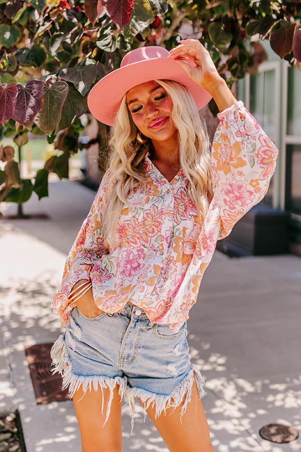Editor In Chic Floral Button Up In Pink