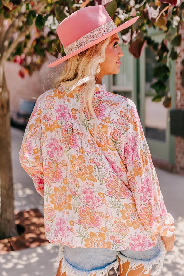 Editor In Chic Floral Button Up In Pink Image - 5