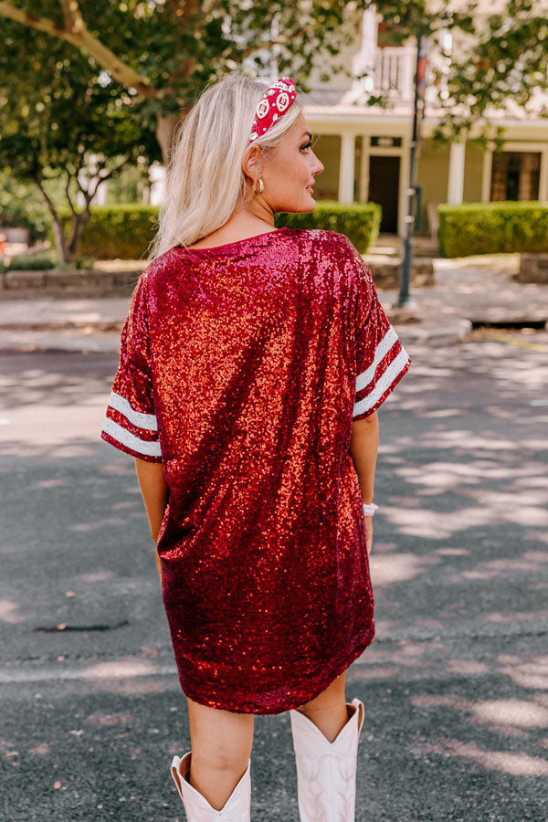 Ready To Shimmer Sequin Mini Dress in Crimson Image - 4