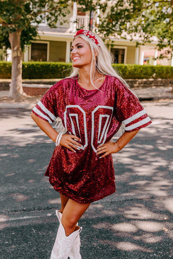 Ready To Shimmer Sequin Mini Dress in Crimson Image - 3