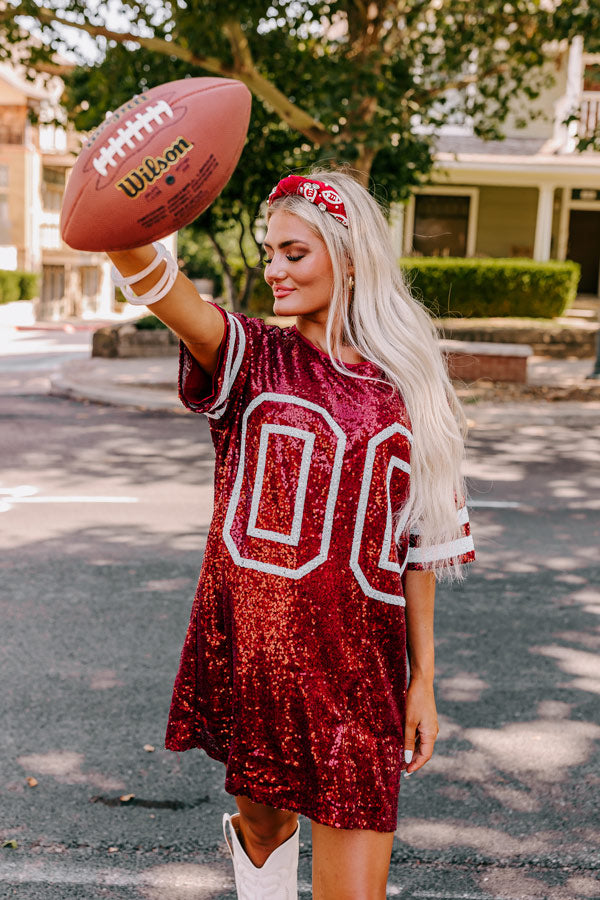 Ready To Shimmer Sequin Mini Dress in Crimson Image - 1