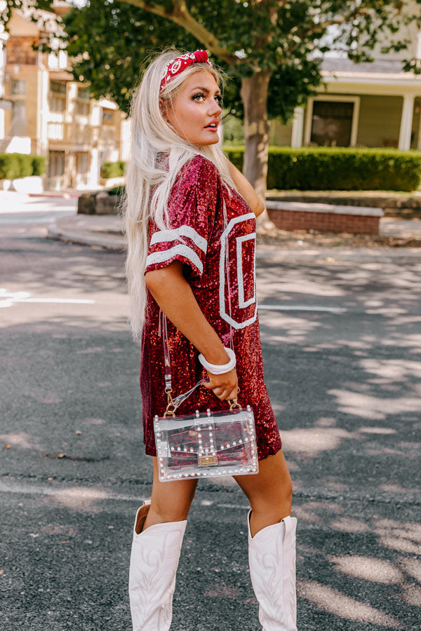 Ready To Shimmer Sequin Mini Dress in Crimson Image - 5