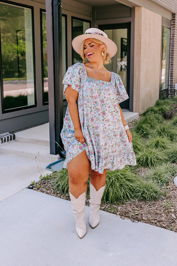 Modern Days Chambray Floral Dress Curves Image - 1