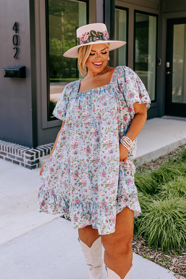 Modern Days Chambray Floral Dress Curves Image - 3