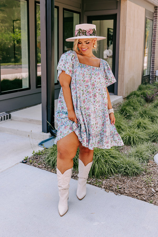 Modern Days Chambray Floral Dress Curves Image - 4