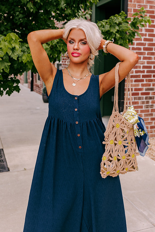 Fall Into Happiness Jumpsuit in Navy Image - 3