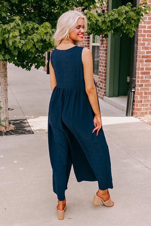 Fall Into Happiness Jumpsuit in Navy Image - 4