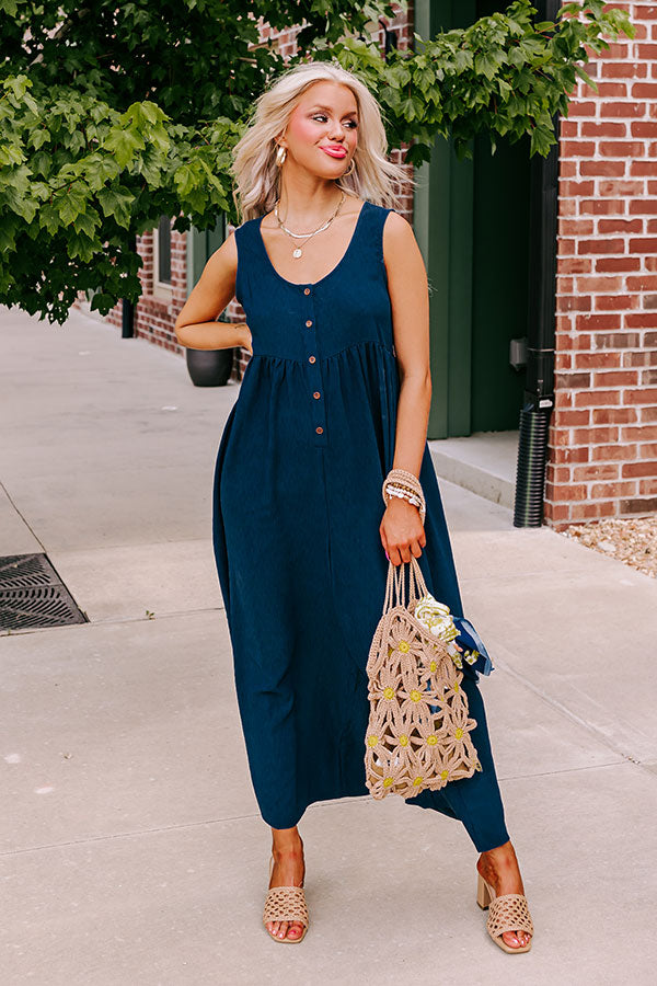 Fall Into Happiness Jumpsuit in Navy Image - 1