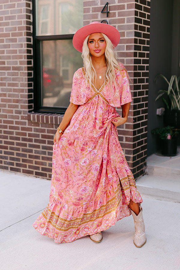 Under The Willow Tree Floral Maxi In Pink