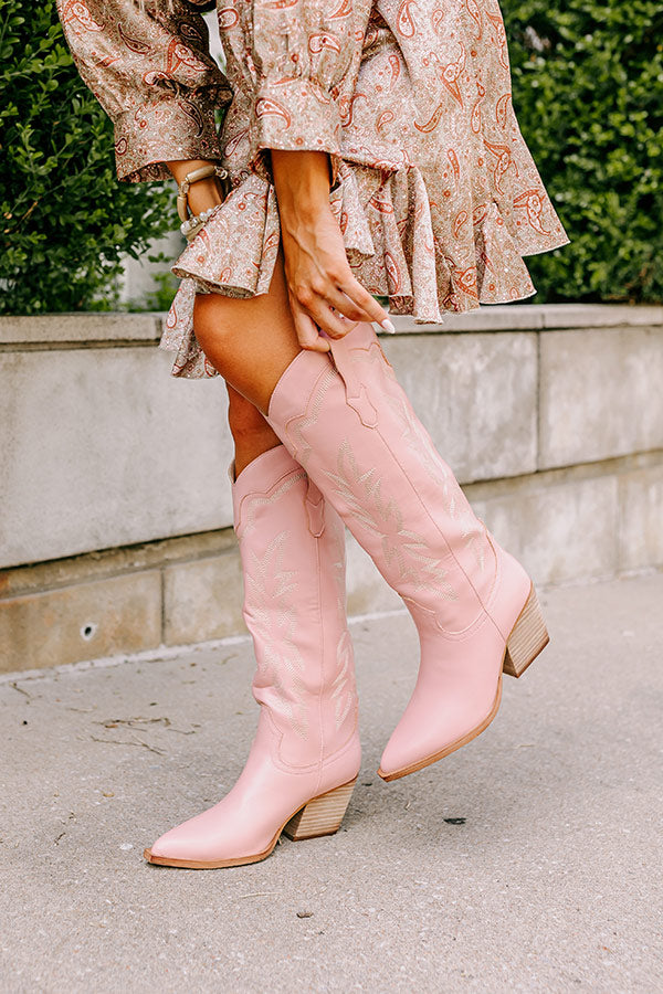 The Braelynn Faux Leather Boot in Blush – Impressions Online Boutique