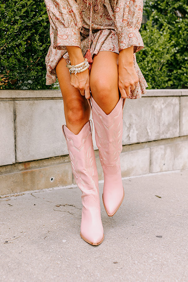 The Braelynn Faux Leather Boot in Blush
