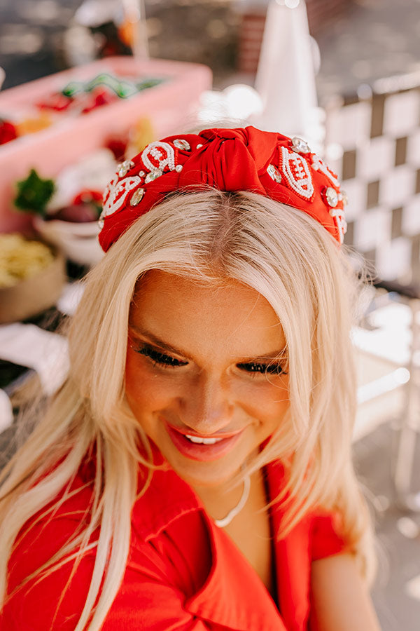 Team Spirit Embellished Headband In Red Image - 3