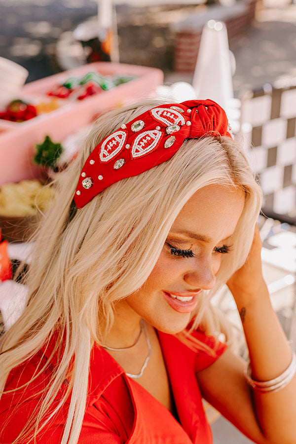 Team Spirit Embellished Headband In Red Image - 1