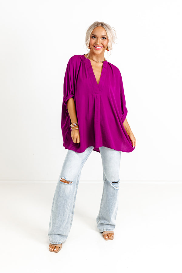 New To Town Shift Top In Berry