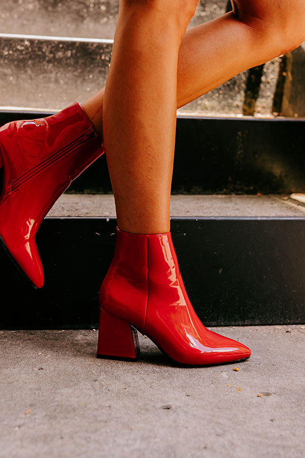 The Rowe Patent Bootie In Red ⢠Impressions Online Boutique